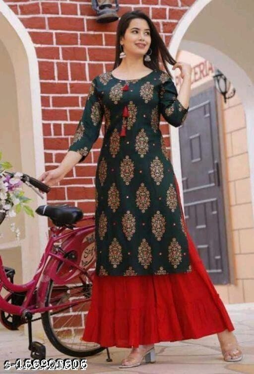 Rayon Kurti with Sharara Set for Women - OrderMeFirst