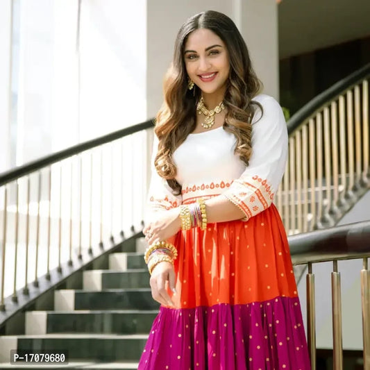 Rayon MULTICOLOUR WHITE GOWN - OrderMeFirst