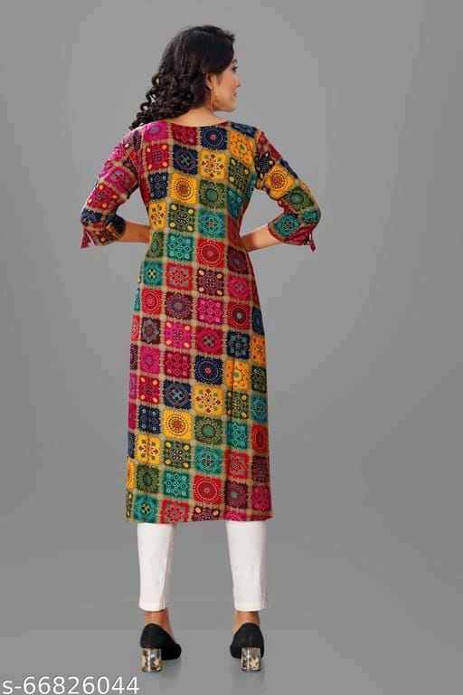 Reyon bandhej printed kurti