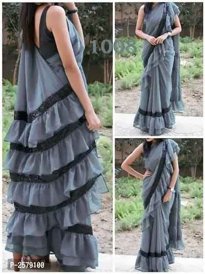 Ruffle Lace Sarees With Blouse