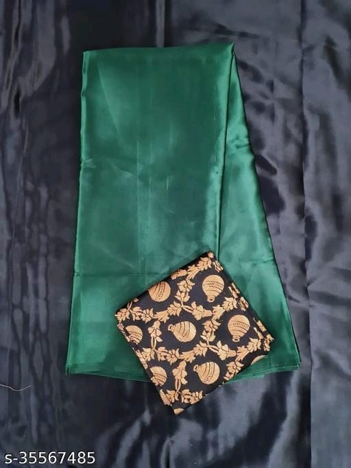 ShreeJi ETP Belt Style Satin Silk Teal Saree With Blouse - OrderMeFirst