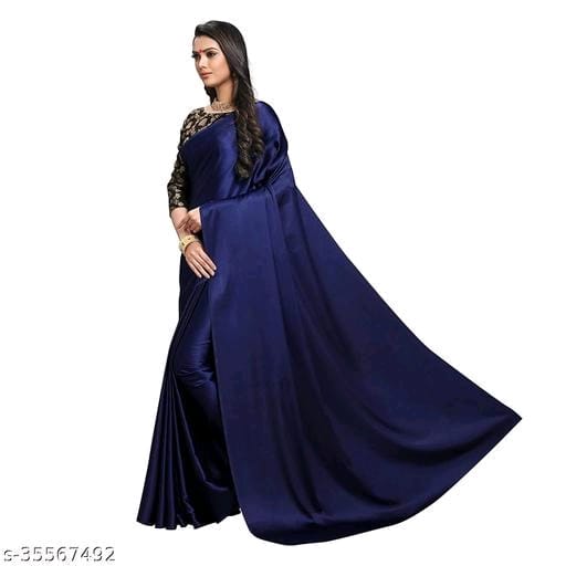 ShreeJi ETP Belt Style Satin Silk Teal Saree With Blouse - OrderMeFirst