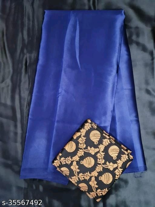 ShreeJi ETP Belt Style Satin Silk Teal Saree With Blouse - OrderMeFirst