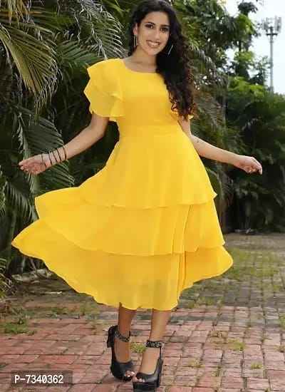 Solid Georgette Midi Dresses