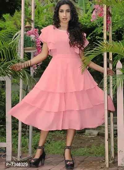 Solid Georgette Midi Dresses