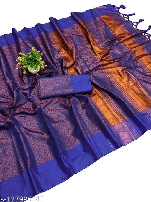 Striped Kanjivaram Cotton Silk, Tissue Saree - OrderMeFirst