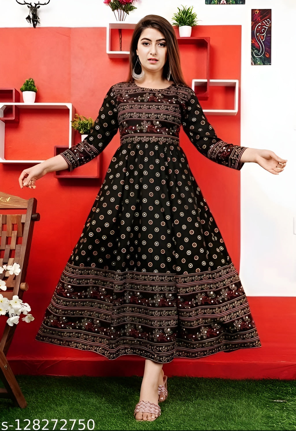 Stylish Rayon Printed Black women Kurtis - OrderMeFirst