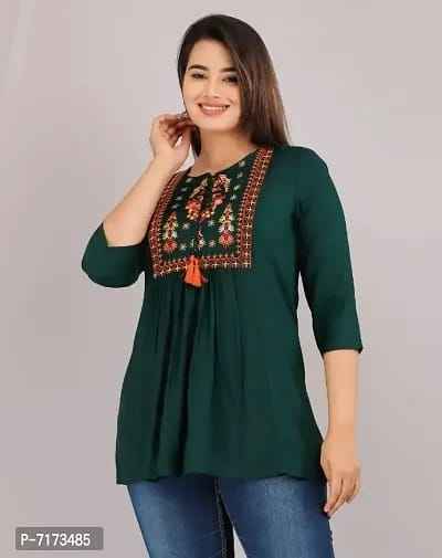 Trendy Rayon Embroidered Short Kurti