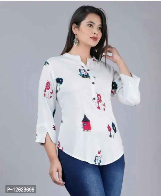 Trendy Women Rayon White Top