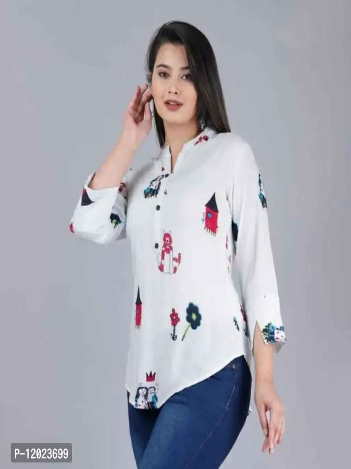 Trendy Women Rayon White Top