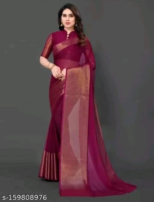Two-Tone Chiffon Saree With Blouse - OrderMeFirst