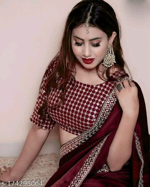Vichitra Silk Wine Saree - OrderMeFirst