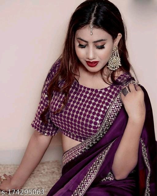 Vichitra Silk Wine Saree - OrderMeFirst