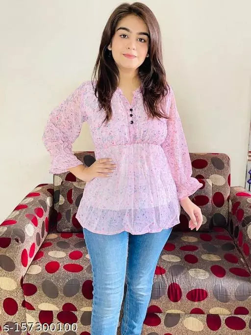 Western Georgette Printed Top - OrderMeFirst