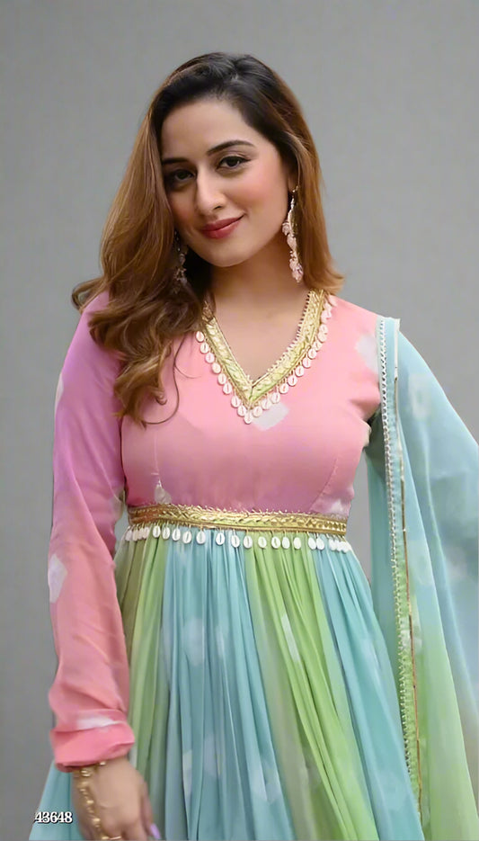 Heavy Georgette Digital Print Gown - OrderMeFirst