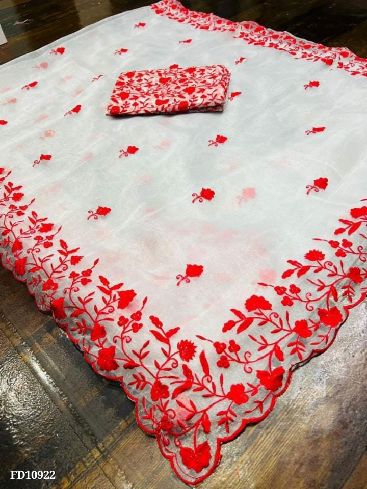 Embroidery Work Sarees For Women - OrderMeFirst