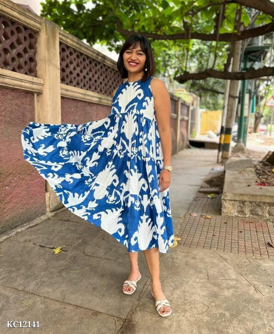 Pure Cotton Lotus Flower Midi Dress - OrderMeFirst