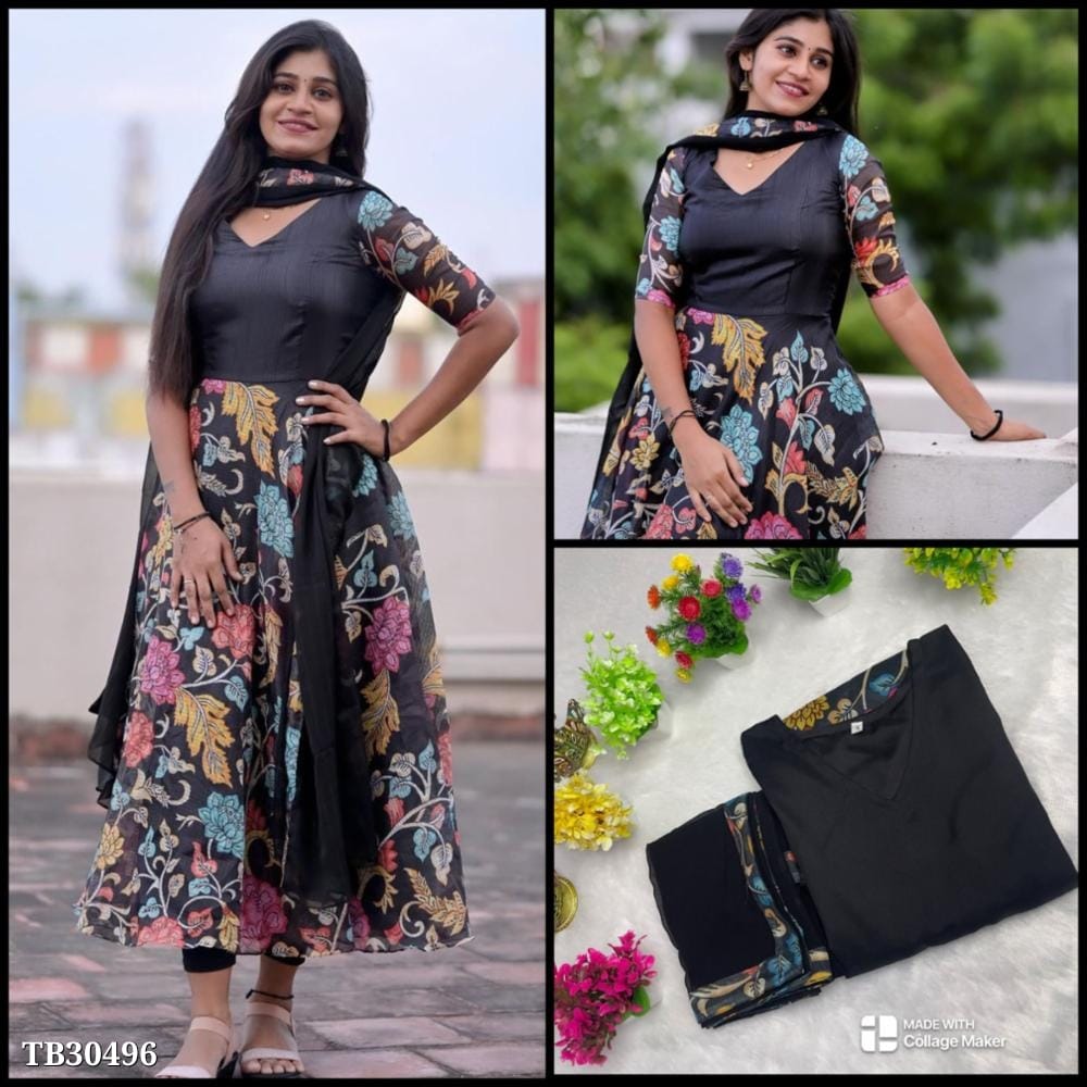 Cotton Floral Anarkali Dress - OrderMeFirst