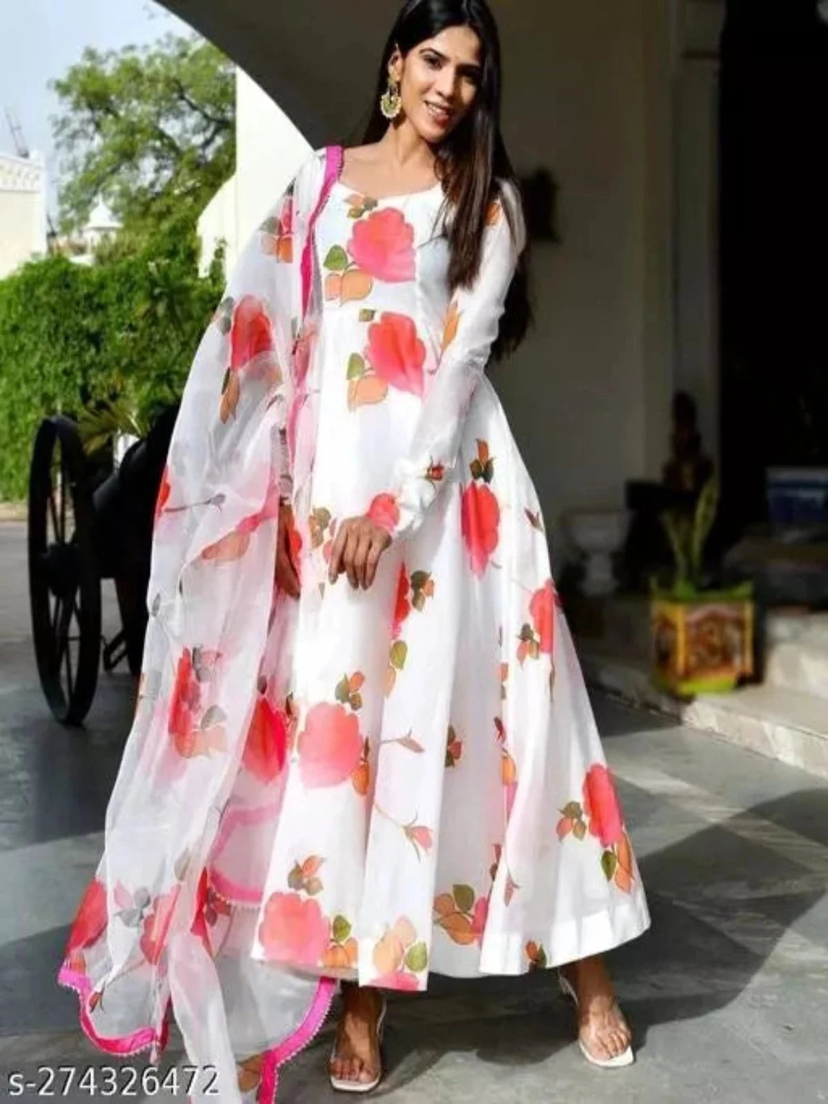 White Kurti with Dupatta - OrderMeFirst