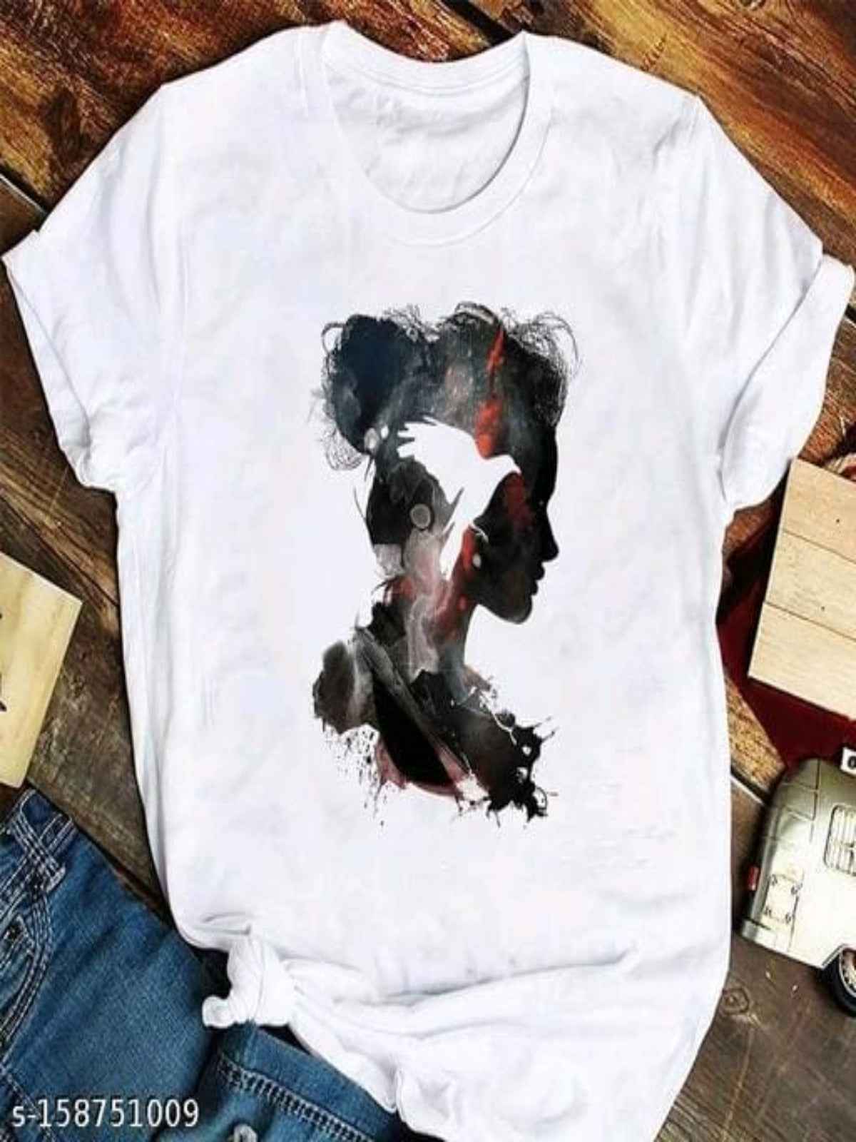 White Womens Girl Bird Tshirt