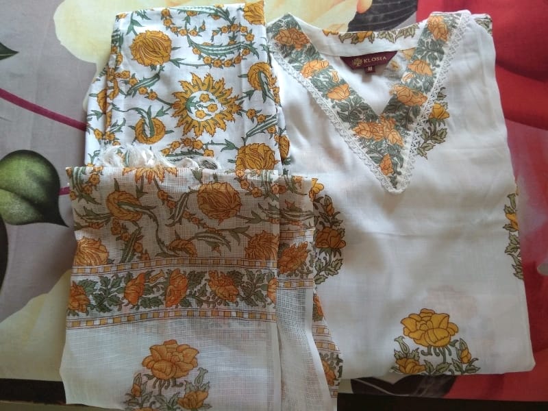 Women Block Printed kurta and pant set with Dupatta OrderMeFirst