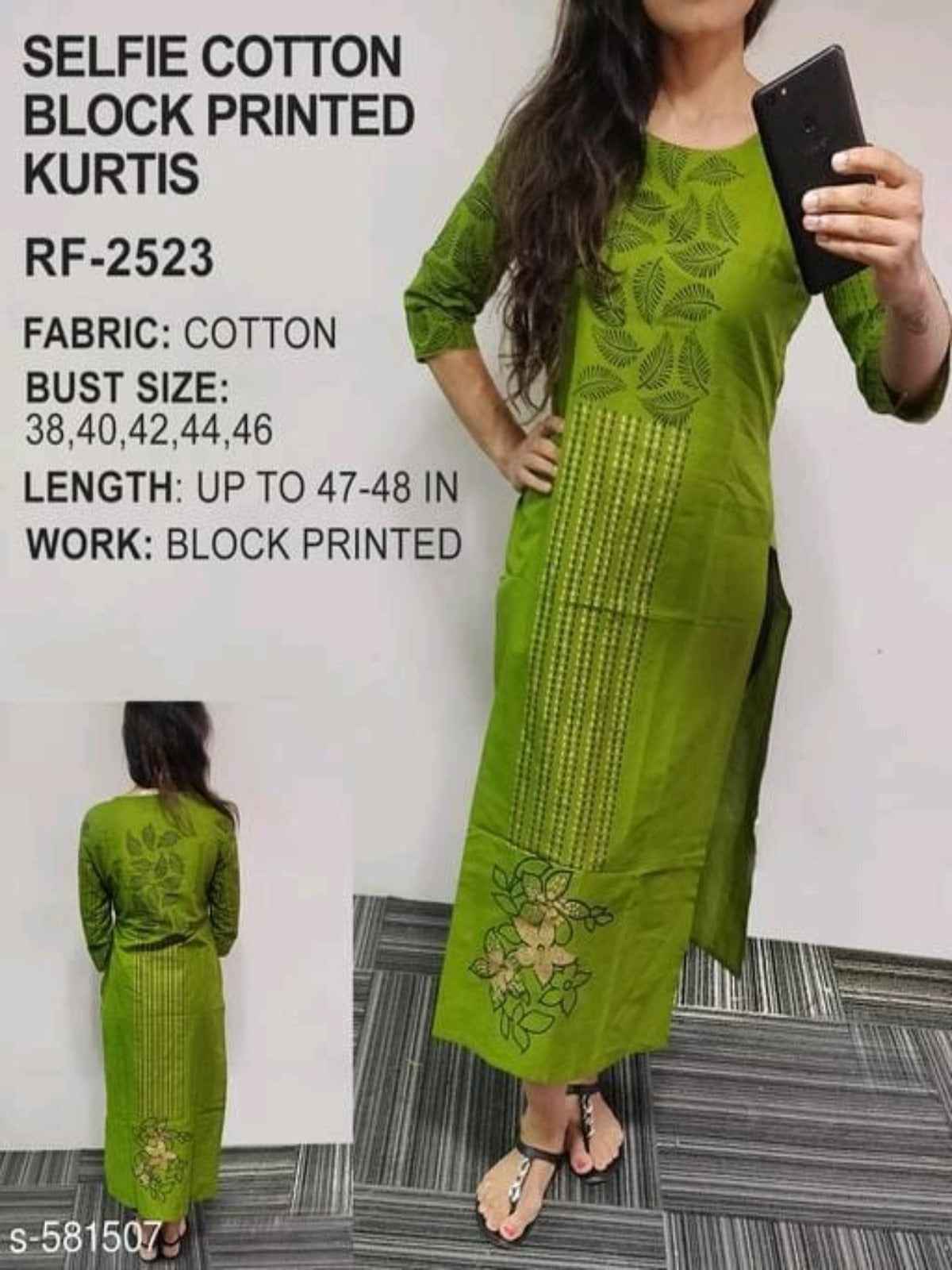Women Botanical Printed Cotton Kurti