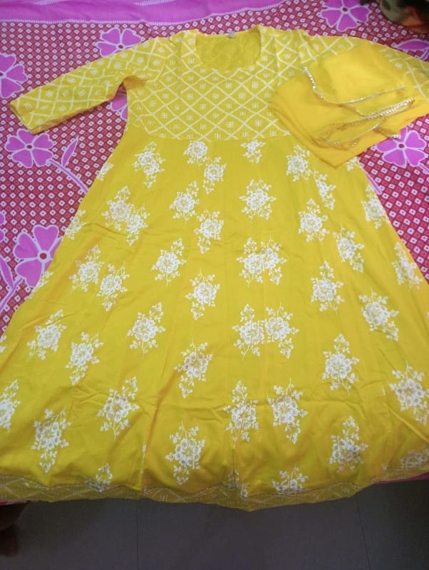 Women Ethnic Motifs Printed Anarkali Gown with Dupatta OrderMeFirst