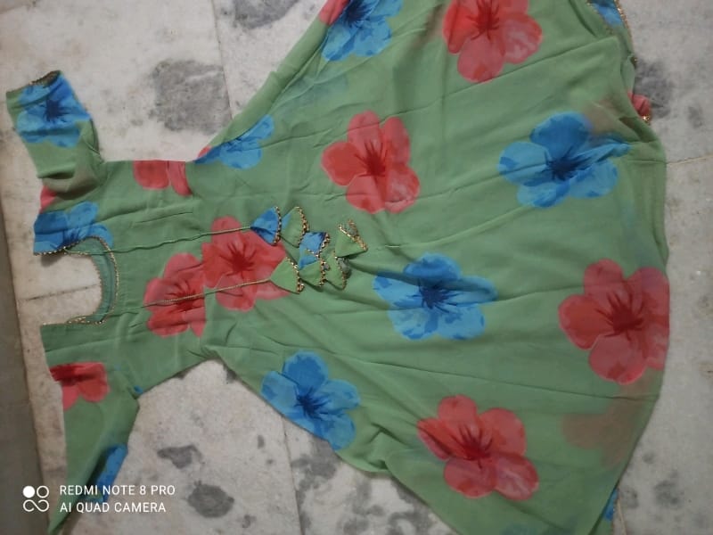 Women Printed Georgette Flowers Printed Anarkali Kurta - OrderMeFirst