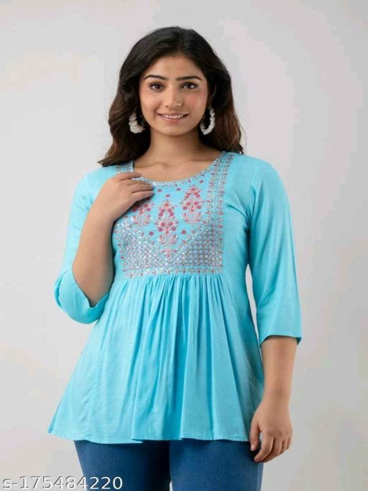 Women Rayon Embroidery Shot Top