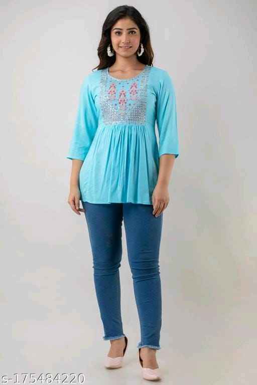 Women Rayon Embroidery Shot Top