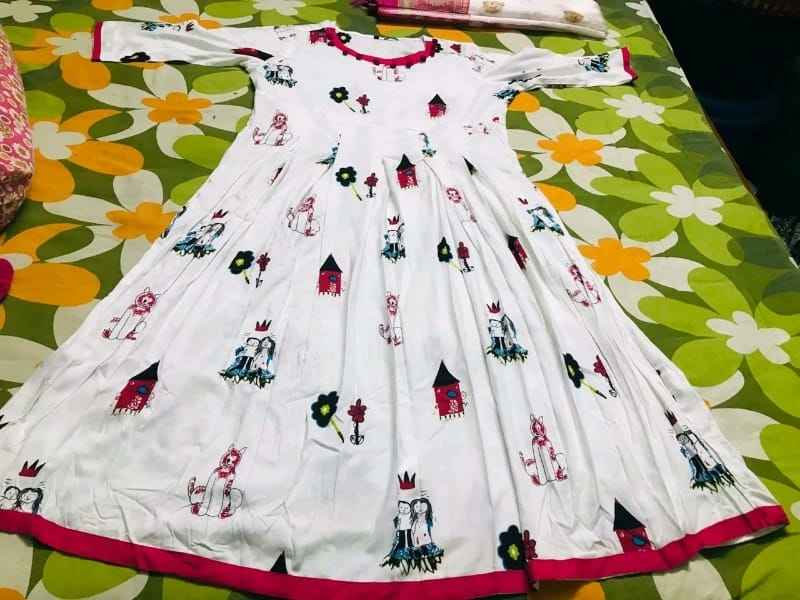 Women's Printed White Rayon Kurti