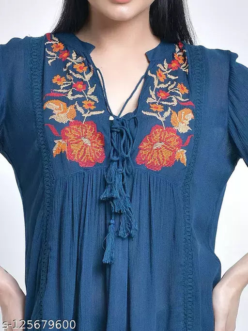 Women's Top Rayon Embroidered Tops - OrderMeFirst
