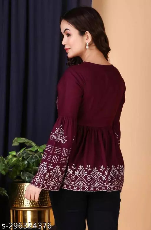 Womens Printed Bell Sleeve Top - OrderMeFirst