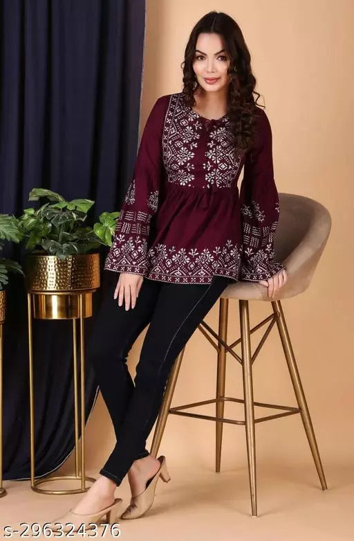 Womens Printed Bell Sleeve Top - OrderMeFirst