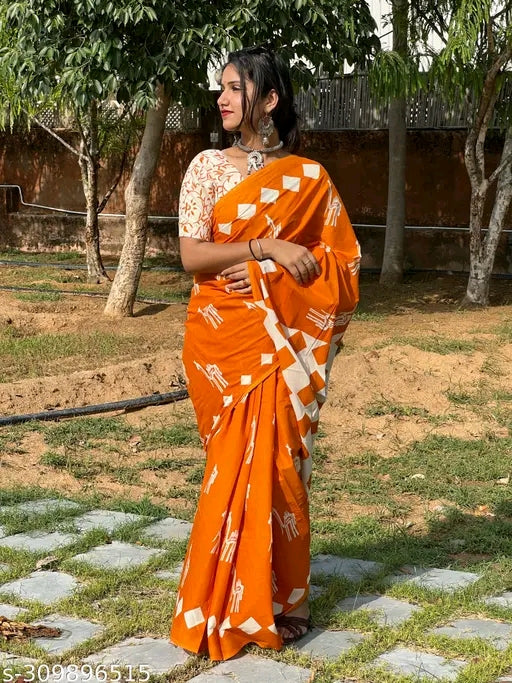 Bagru MulMul Saree - OrderMeFirst