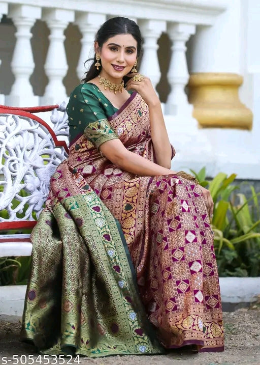 Trendy Jacquard Silk sarees - OrderMeFirst