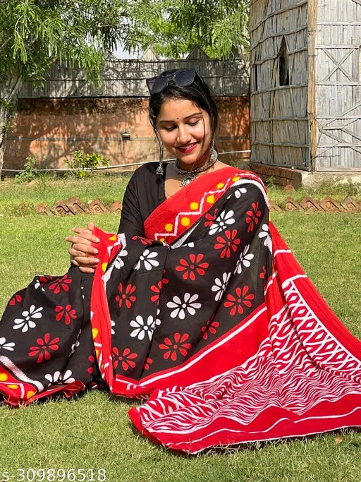 Sanganeri Jaipuri Print Saree - OrderMeFirst