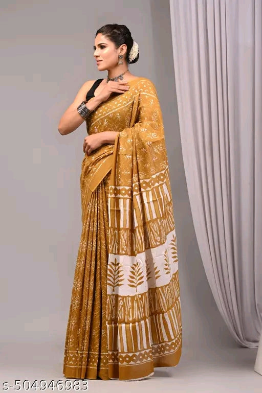 Hand Block Indigo Saree - OrderMeFirst