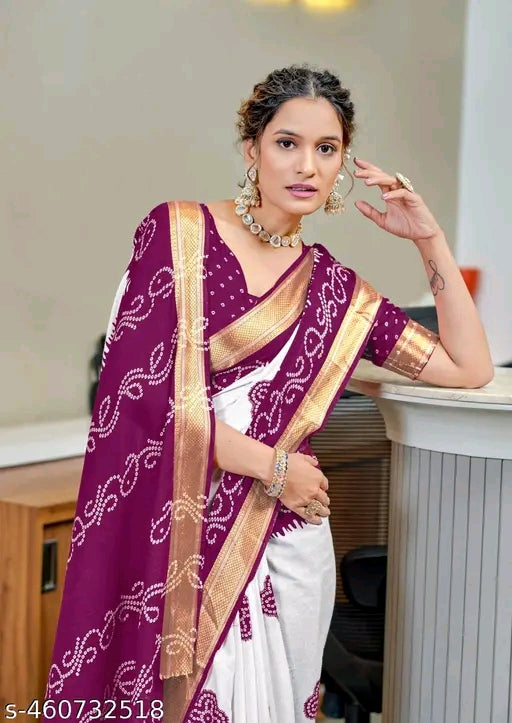 Cotton Bandhani Saree