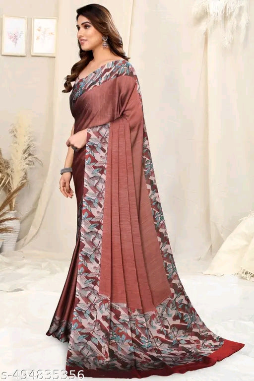Georgette Solid Print Saree - OrderMeFirst