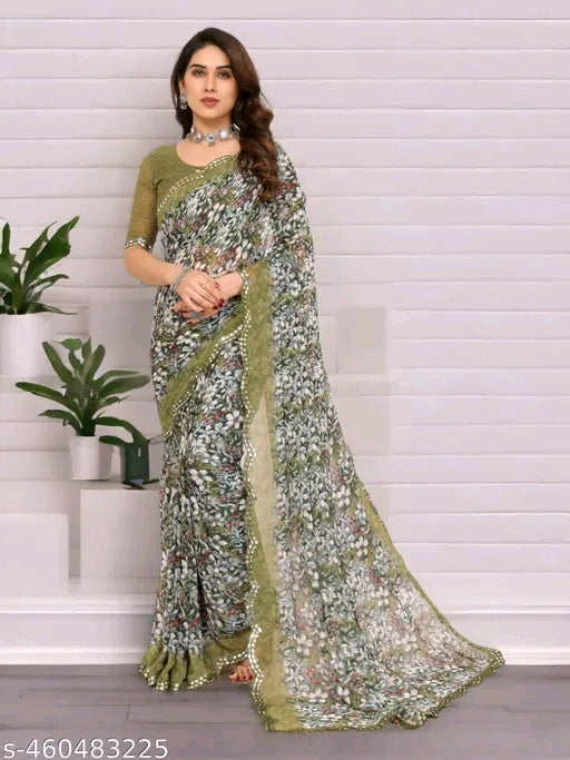 Mirror Lace Georgette Saree