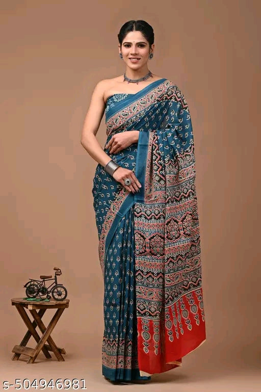 Printed Cotton Mulmul Saree - OrderMeFirst