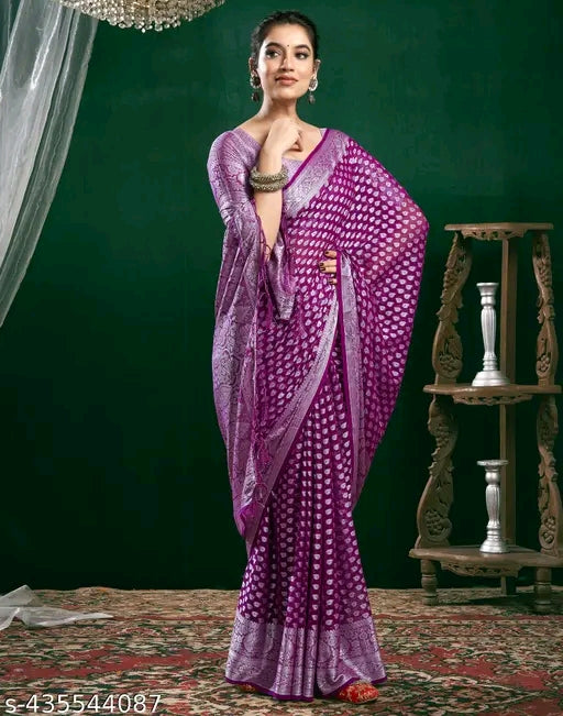 Magenta Saree with Georgette Blouse
