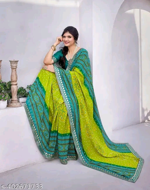 Printed Jacquard Lace Saree - OrderMeFirst