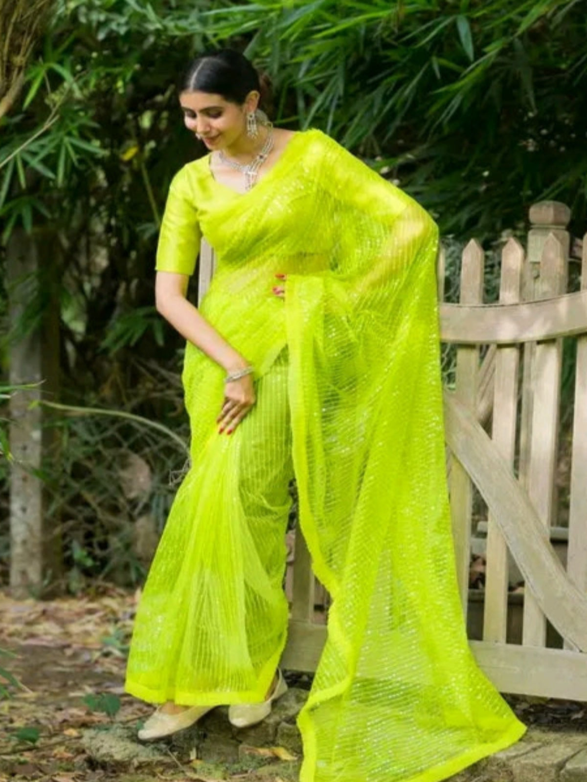 Frill Perrot Sequence Saree - OrderMeFirst