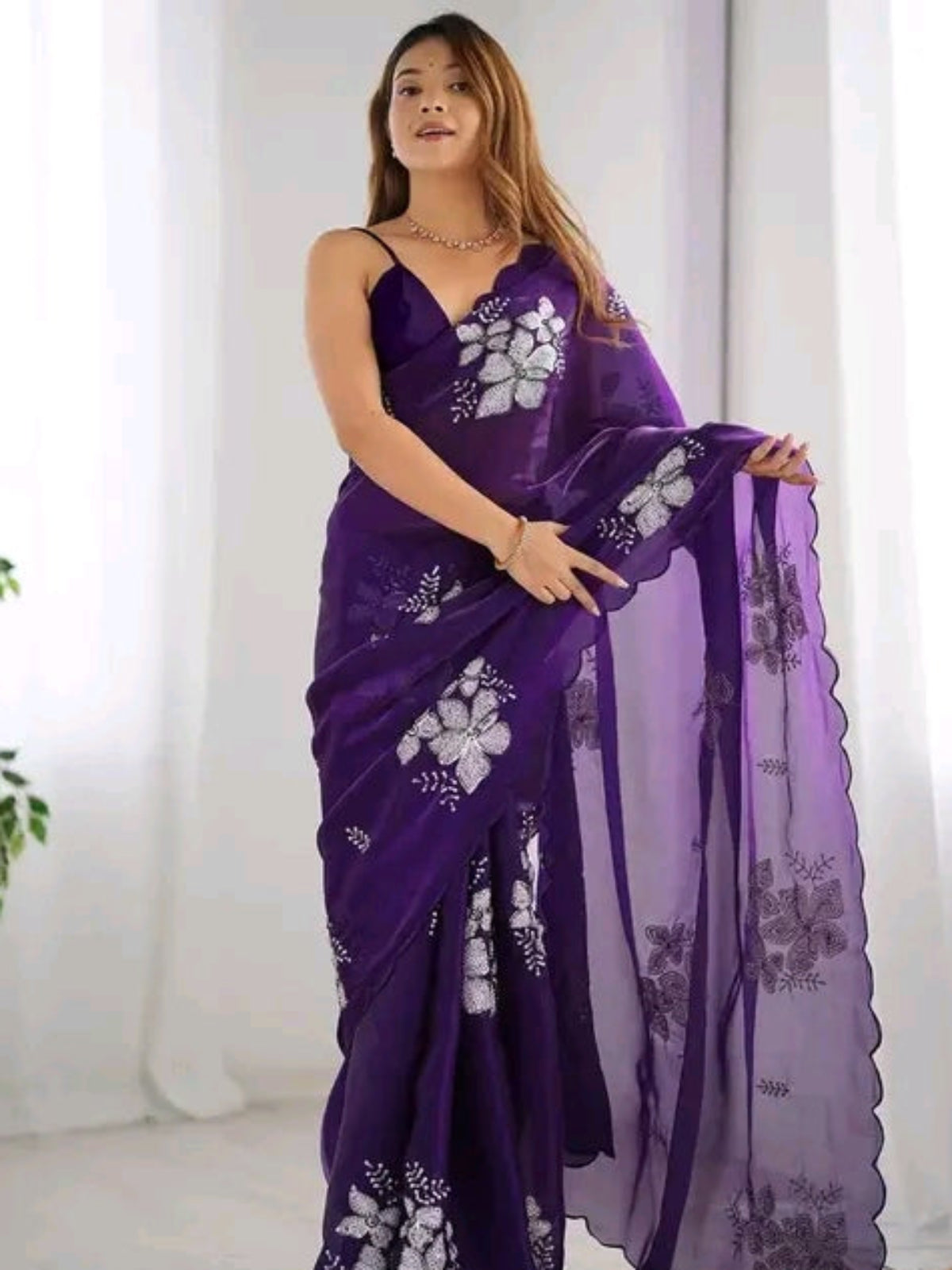 Silk Sequence Work Saree