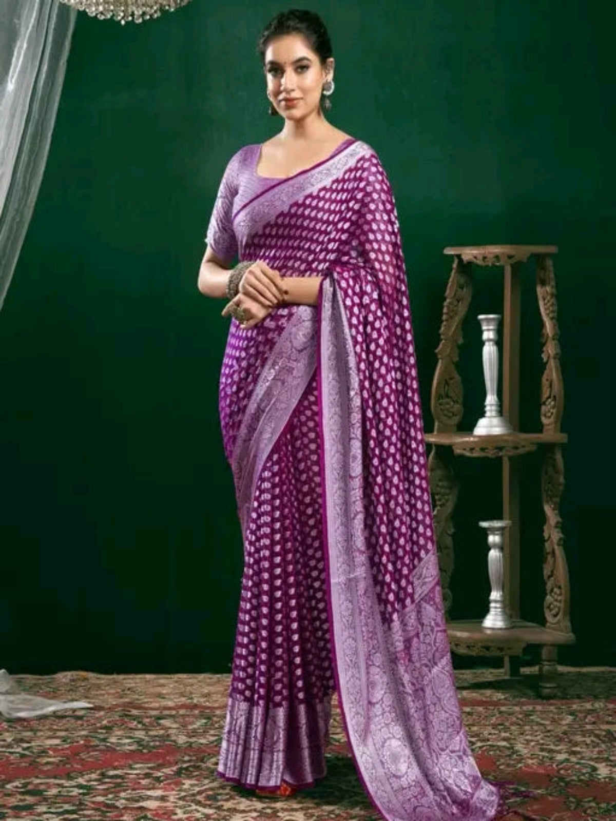 Magenta Saree with Georgette Blouse