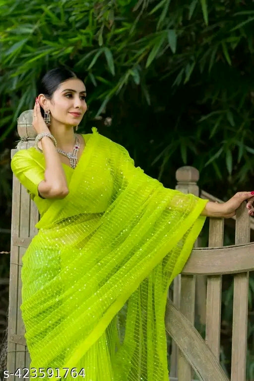 Frill Perrot Sequence Saree - OrderMeFirst