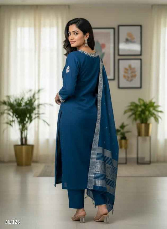 Teal Blue Rayon Suit Set