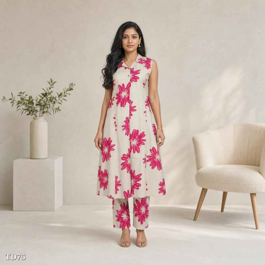 Viscose Cotton Silk Kurti Pant Set
